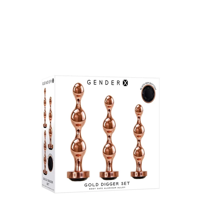 Gender X Gold Digger Set - Zestaw koralików analnych z kryształem