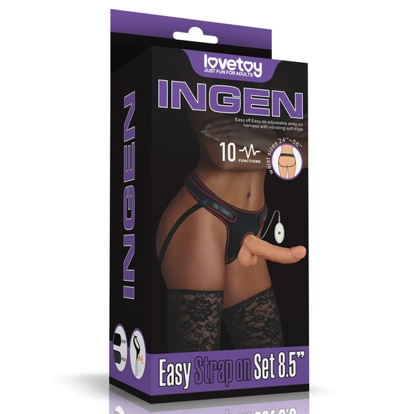Lovetoy Vibrating Easy Strapon Set 8.5' - Uprząż strap on z dildo