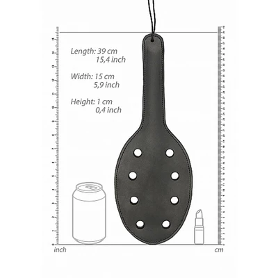 Ouch! Pain Saddle Leather Paddle With 8 Holes Black - Packa do klapsów