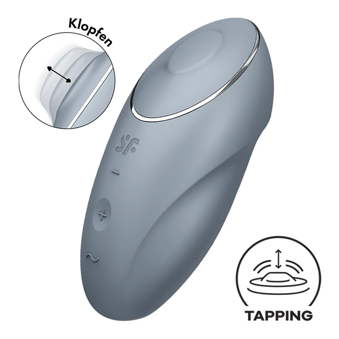 Satisfyer Tap &amp; Climax 1 Blue - Grey - Wibrator łechtaczkowy, Niebiesko - Szary