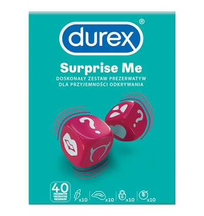 Durex Surprise me - Mix prezerwatyw, 40 szt.