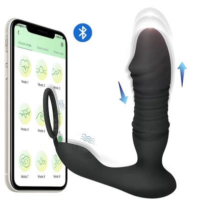 Erospace Men's Play B5 - Masażer prostaty z ruchem posuwistym, sterowany aplikacją