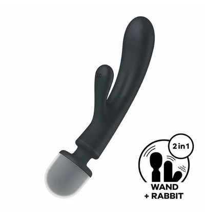 Satisfyer Triple lover - potrójny wibrator, króliczek + wand, szary