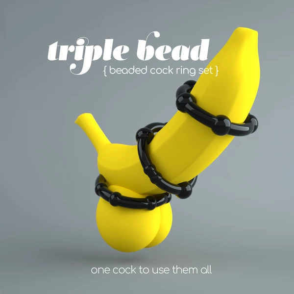 Crushious Triple bead - Zestaw trzech pierścieni erekcyjnych, czarne