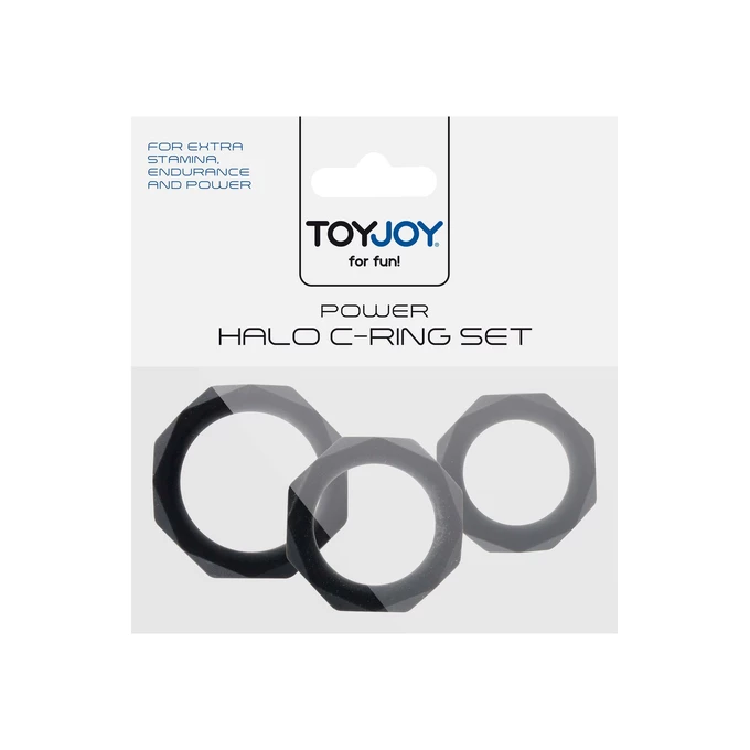 TOYJOY Power Halo C Ring Set Black - Zestaw elastycznych pierścieni na penisa