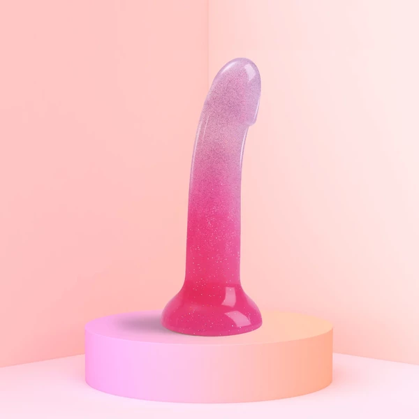 Love to Love Dildolls Sunrise - Dildo klasyczne z różowymi drobinkami 