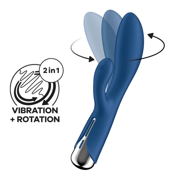 Satisfyer Spinning Rabbit 1 Blue - Wibrator króliczek, z funkcją rotacji 