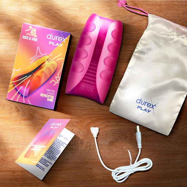 Durex Play Ride&amp;Vibe - Masturbator wibrujący z funkcją lizania