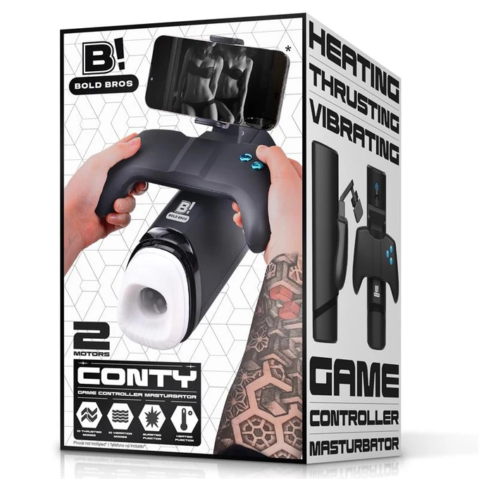 Bold Bros Conty Game Controller - Masturbator z funkcją wibracji, pchania i podgrzewania