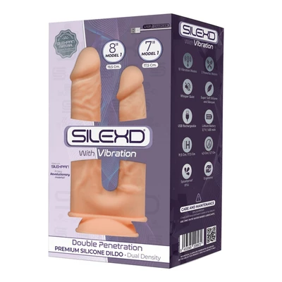 Silexd Model 1 (8 7') Flesh Box Motor + Lrs - Podwójne wibrujące dildo na przyssawce