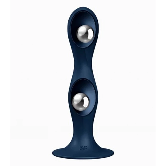 Satisfyer Double Ball-R - Dildo klasyczne z przyssawką, Granatowe