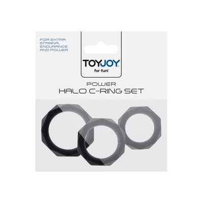TOYJOY Power Halo C Ring Set Black - Zestaw elastycznych pierścieni na penisa