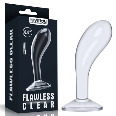 Lovetoy Flawess clear prostate plug 6&quot; - Klasyczny masażer prostaty z przyssawką