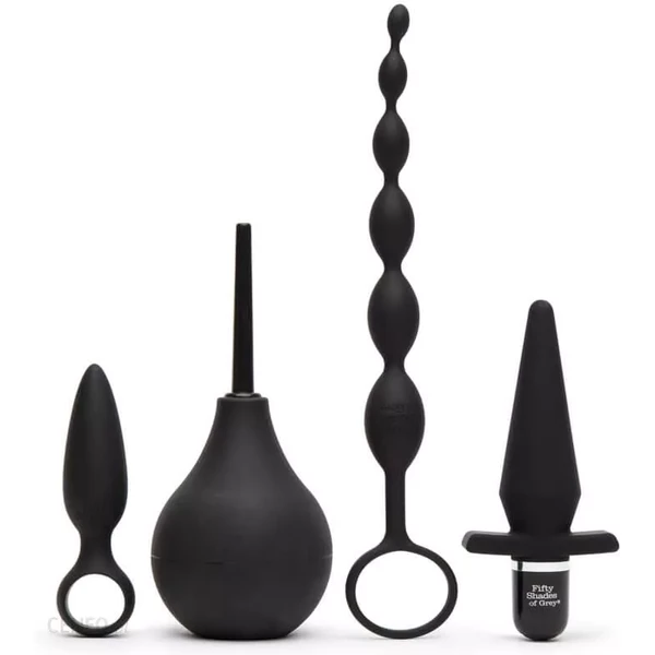 Fifty Shades of Grey Pleasure Overload Take itSlow Anal Kit (4 Piece)- Zestaw produktów analnych, Czarny