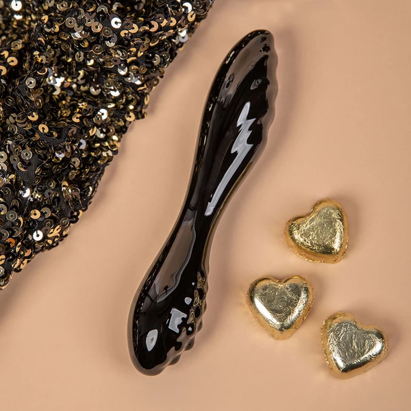 Satisfyer Dazzling Crystal 1 black - podwójne dildo, Czarne