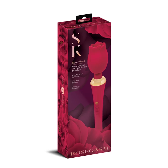 Secret Kisses Rosegasm Bouquet - Wibrator typu wand, Czerwony