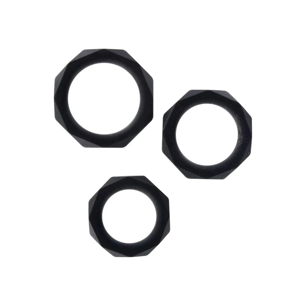 TOYJOY Power Halo C Ring Set Black - Zestaw elastycznych pierścieni na penisa