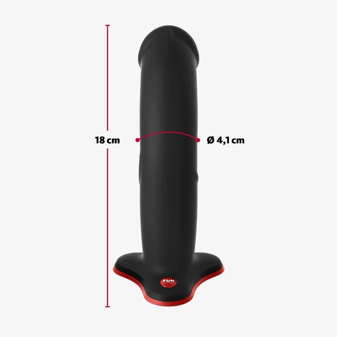 Fun Factory The Boss - Dildo 18 cm, czarno - czerwone z przyssawką