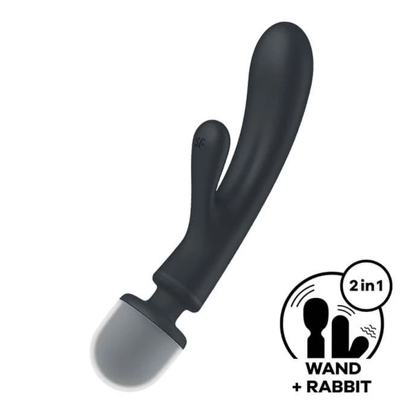 Satisfyer Triple lover - potrójny wibrator, króliczek + wand, szary