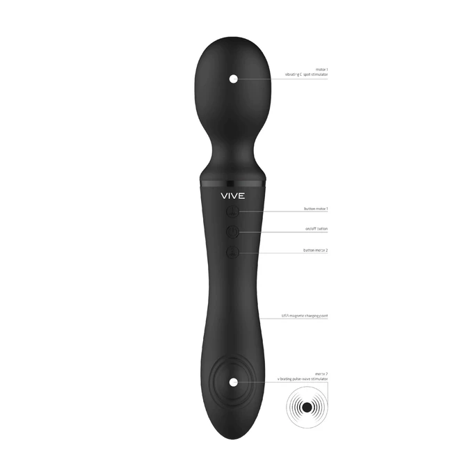 Vive Enora Wand &amp; Vibrator Black - Wibrator wand 2w1