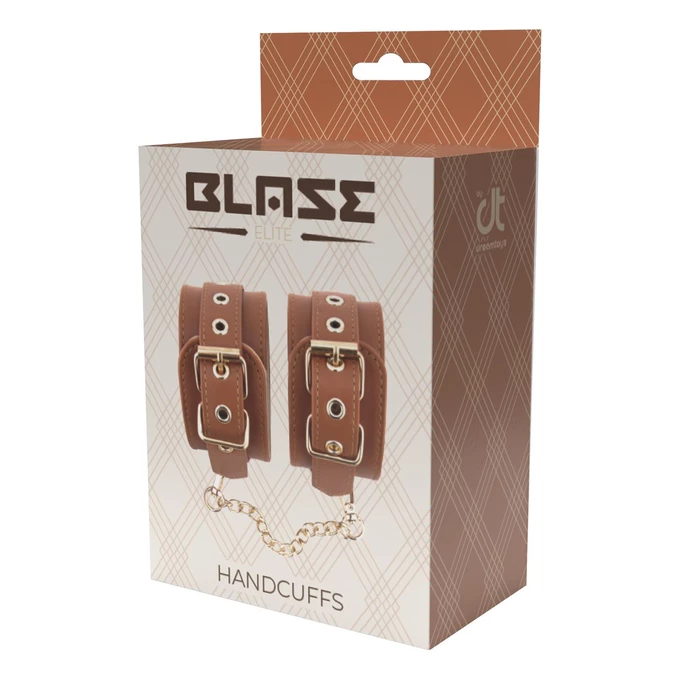 Blaze Elite Handcuffs - Brązowe kajdanki z wegańskiej skóry