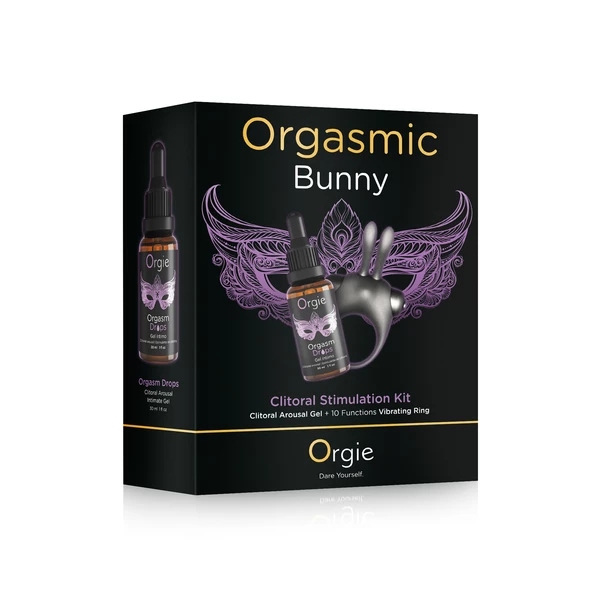 Orgie Orgasmic Bunny - Zestaw pierścień erekcyjny z olejkiem stymulującym 