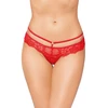 Softline 2475 - koronkowe stringi z otwartym krokiem, czerwone