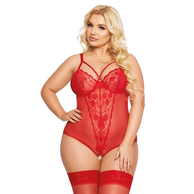 Softline Amanda - Body koronkowe, Czerwone