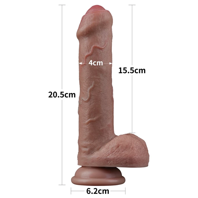 Lovetoy Dildo 8&quot; Dual Layer - Dildo klasyczne z przyssawką