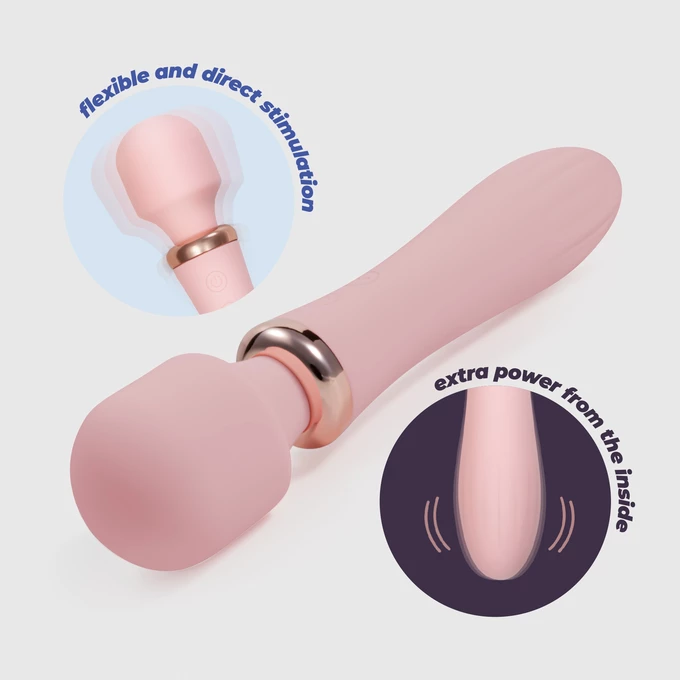 Crushious Dual Massage Wand Jinx - Podwójny wibrator typu wand, z funkcją podgrzewania, jasnoróżowy