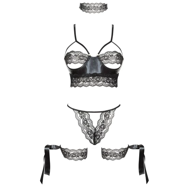 Beauty Night Shaquila  - Koronkowy zestaw z bondage i opaską na oczy