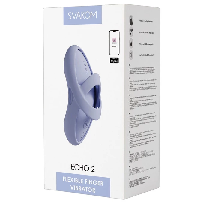 Svakom Echo 2 - Miniwibrator na palec z odpinanym etui i funkcją podgrzewania, Fioletowy