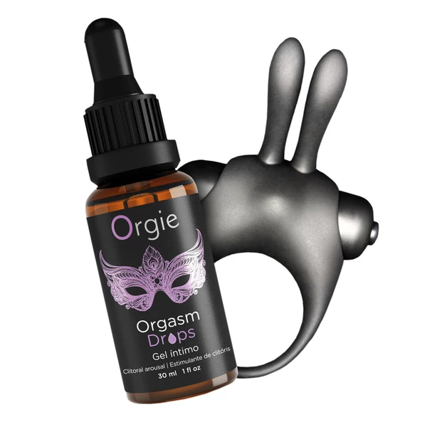 Orgie Orgasmic Bunny - Zestaw pierścień erekcyjny z olejkiem stymulującym 
