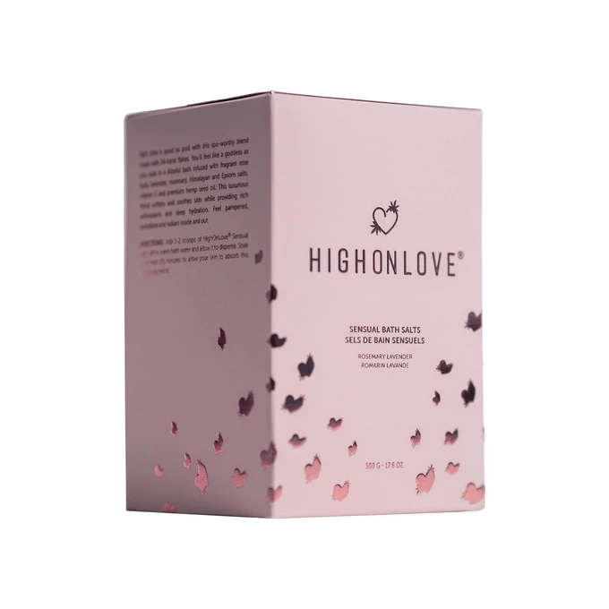High on Love Sensual Bath Salts 500G - Sól do kąpieli w słoiku, pąki róż i olej konopny