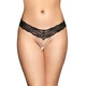 Softline G-String 2491 - Koronkowe stringi z perełkami, czarne