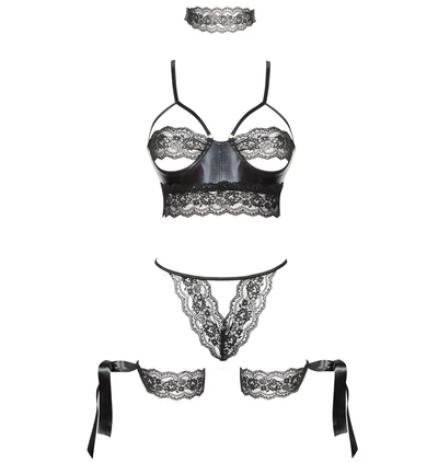 Beauty Night Shaquila  - Koronkowy zestaw z bondage i opaską na oczy