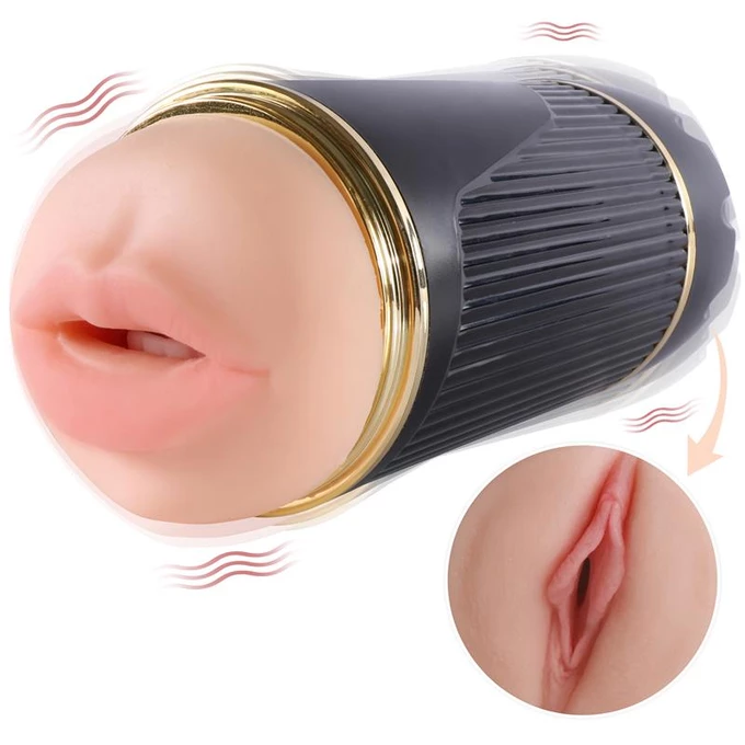 Shequ Double Vagina and Mouth Kay - Masturbator wibrujący z podwójnym otworem