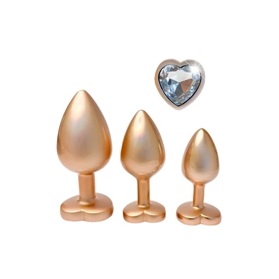 Dream toys Gleaming Love pearl gold - Zestaw korków analnych, z serduszkiem