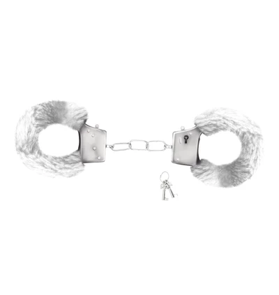 Crushious Love Cuffs white - Kajdanki z futerkiem, białe