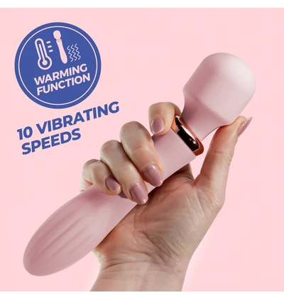 Crushious Dual Massage Wand Jinx - Podwójny wibrator typu wand, z funkcją podgrzewania, jasnoróżowy