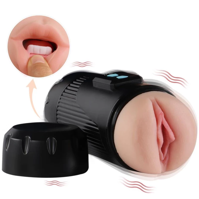 Shequ Double Vagina and Mouth Kay - Masturbator wibrujący z podwójnym otworem