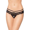 Softline 2475 - koronkowe stringi z otwartym krokiem, czarne