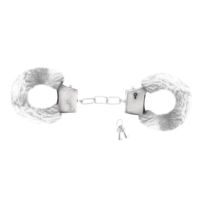 Crushious Love Cuffs white - Kajdanki z futerkiem, białe