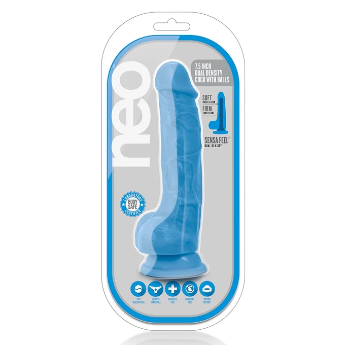 Blush 7,5 Inch Dual Destiny - Dildo klasyczne z przyssawką, niebieskie