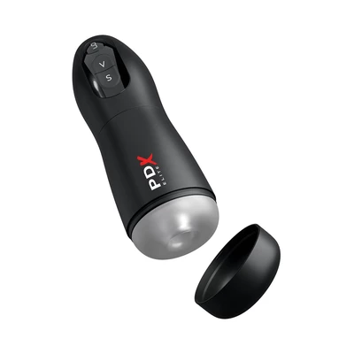 Pipedream PDX Elite Suck-O-Matic Clear - Masturbator wibrujący z funkcją ssania