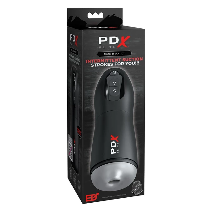 Pipedream PDX Elite Suck-O-Matic Clear - Masturbator wibrujący z funkcją ssania