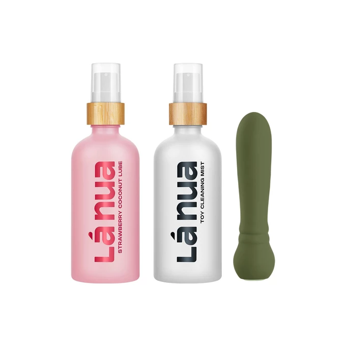 La Nua Gift bag - Zestaw prezentowy z wibratorem typu Bullet, lubrykantem truskawkowym, toy cleanrem i etui
