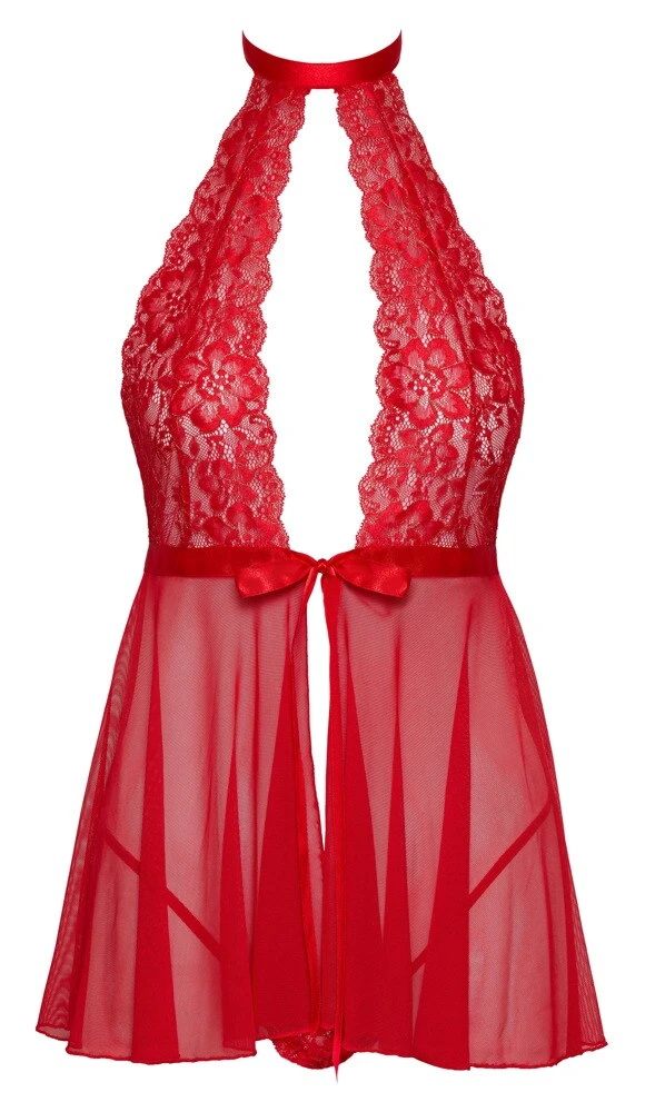 Kissable Babydoll - Koronkowa koszulka, czerwona