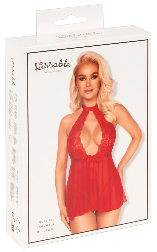 Kissable Babydoll - Koronkowa koszulka, czerwona