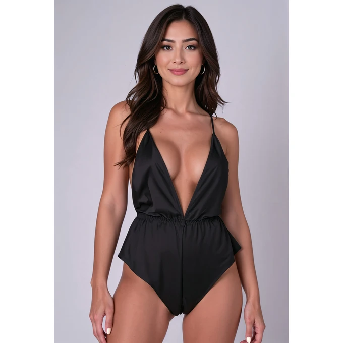 Passion Sensie Black - Satynowe body, czarne